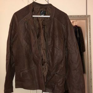 Lane Bryant Faux Leather Brown Jacket 14/16
